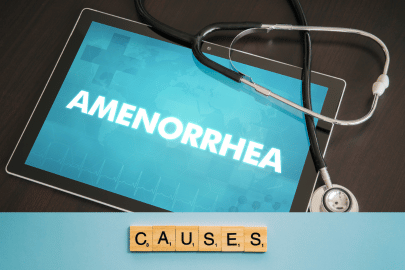 Screen with Amenorrhea text and causes text below it